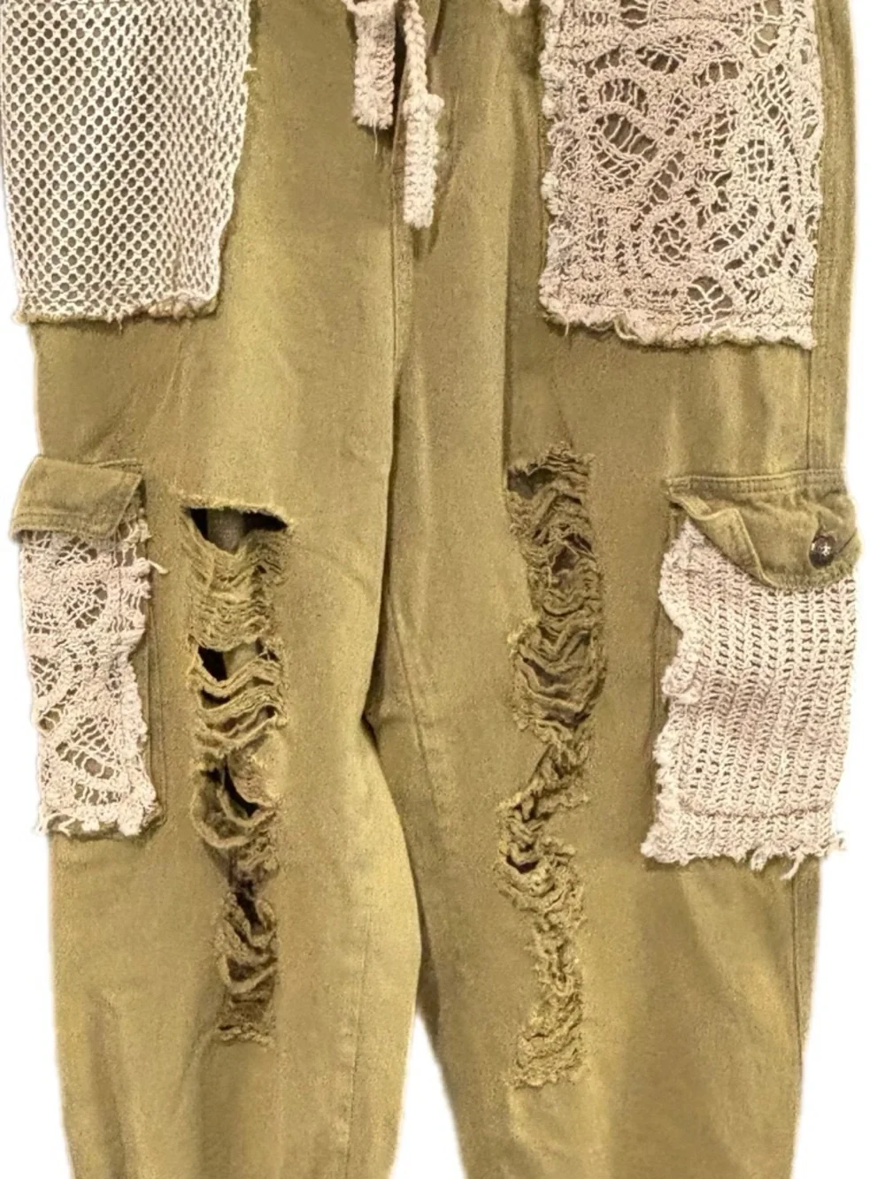 POL Boutique Boho Patchwork Jogger Jeans SZ M High Waisted Distressed Baggy Fit - Picture 4 of 8